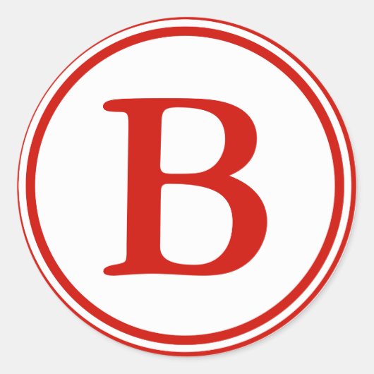 Runde Umschlag Aufkleber mit Monogramm - Rot und W (Vorderseite)