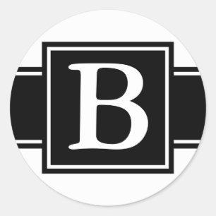 Runde Umschlag Aufkleber mit Monogramm - Schwarz/W