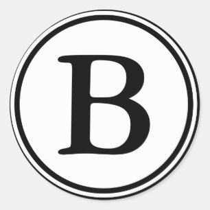Runde Umschlag Aufkleber mit Monogramm - Schwarz/W