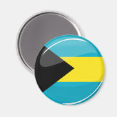 Runde und glänzende Bahamas-Flagge Magnet (Vorderseite/Rückseite)