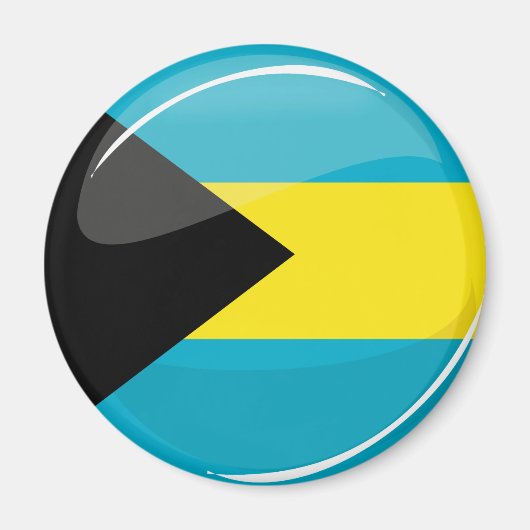 Runde und glänzende Bahamas-Flagge Magnet (Vorne)