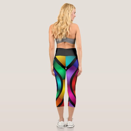 Runde und psychedelische Fraktal Kunst Capri Leggings (Rückseite)