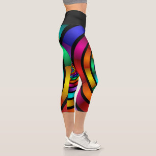 Runde und psychedelische Fraktal Kunst Capri Leggings