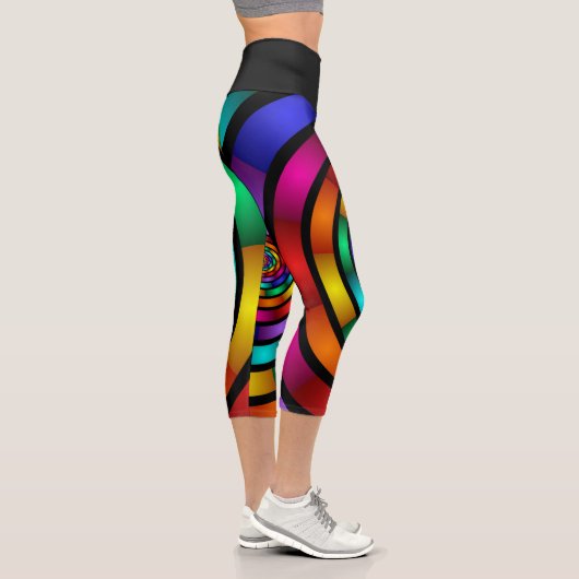 Runde und psychedelische Fraktal Kunst Capri Leggings (Rechts)