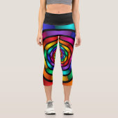 Runde und psychedelische Fraktal Kunst Capri Leggings (Vorderseite)
