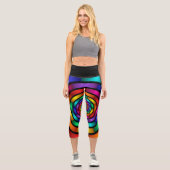 Runde und psychedelische Fraktal Kunst Capri Leggings (Vorderseite)