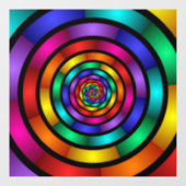 Runde und psychedelische Fraktal Kunst Fensteraufkleber (Blatt)