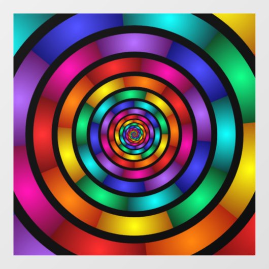 Runde und psychedelische Fraktal Kunst Fensteraufkleber (Blatt)
