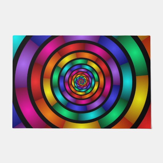 Runde und psychedelische Fraktal Kunst Fußmatte (Vorderseite)