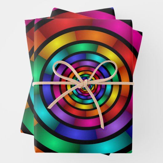 Runde und psychedelische Fraktal Kunst Geschenkpapier Set (Beispiel)