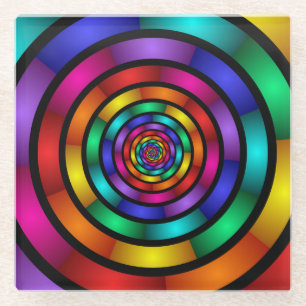 Runde und psychedelische Fraktal Kunst Glasuntersetzer