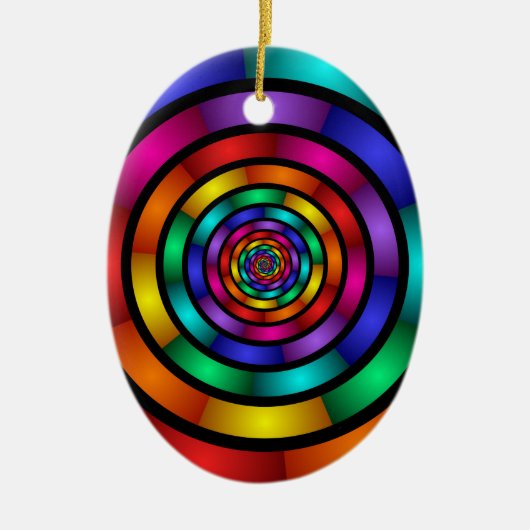 Runde und psychedelische Fraktal Kunst Keramik Ornament (Vorne)