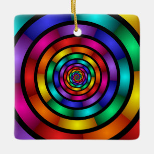 Runde und psychedelische Fraktal Kunst Keramikornament