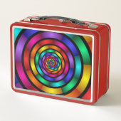 Runde und psychedelische Fraktal Kunst Metall Brotdose (Rückseite)