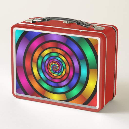 Runde und psychedelische Fraktal Kunst Metall Brotdose (Rückseite)