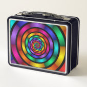 Runde und psychedelische Fraktal Kunst Metall Lunch Box (Rückseite)