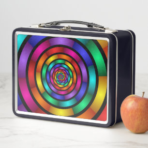 Runde und psychedelische Fraktal Kunst Metall Lunch Box