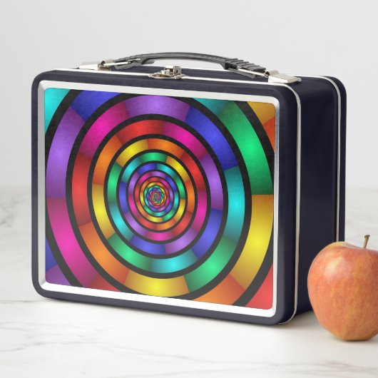Runde und psychedelische Fraktal Kunst Metall Lunch Box (Beispiel)