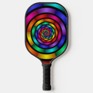 Runde und psychedelische Fraktal Kunst Pickleball Schläger