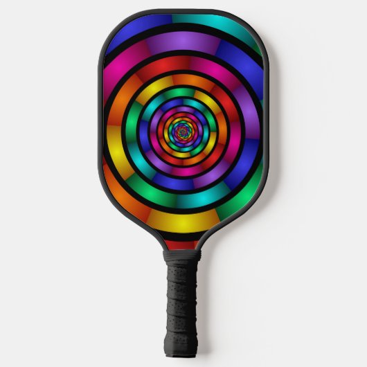 Runde und psychedelische Fraktal Kunst Pickleball Schläger (Rückseite)