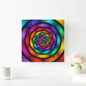 Runde und psychedelische Fraktal Kunst Quadratische Wanduhr (Zuhause)