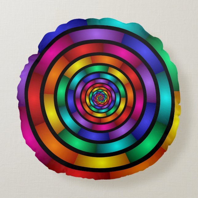 Runde und psychedelische Fraktal Kunst Rundes Kissen (Vorderseite)