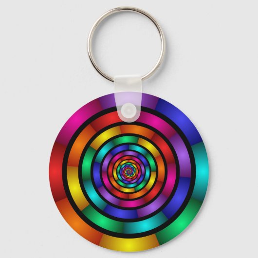 Runde und psychedelische Fraktal Kunst Schlüsselanhänger (Vorderseite)