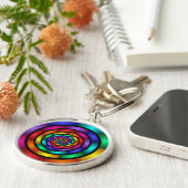 Runde und psychedelische Fraktal Kunst Schlüsselanhänger (Seite)