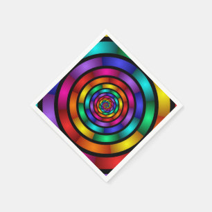 Runde und psychedelische Fraktal Kunst Serviette
