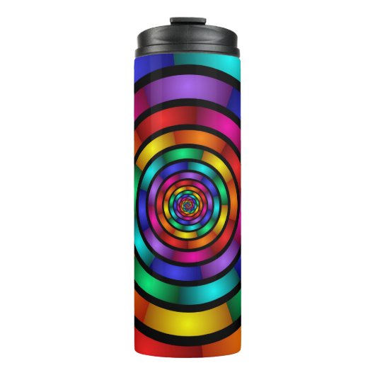 Runde und psychedelische Fraktal Kunst Thermosbecher (Vorderseite)