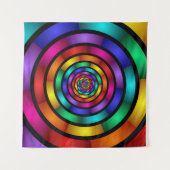 Runde und psychedelische Fraktal Kunst Wandteppich (Vorderseite)