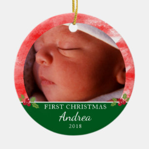 Runde Verzierung des Babys erstes Weihnachts Keramik Ornament