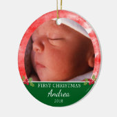 Runde Verzierung des Babys erstes Weihnachts Keramik Ornament (Links)