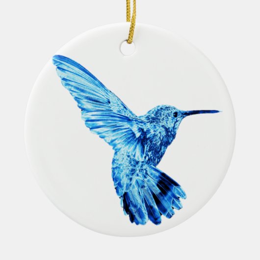 Runde Verzierung des blauen Kolibris Keramik Ornament (Vorne)