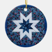 runde Verzierung des blauen Steppdeckensternes Keramikornament (Vorne)