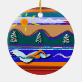 Runde Verzierung des See-Wasser-Schwimmens Keramik Ornament (Hinten)