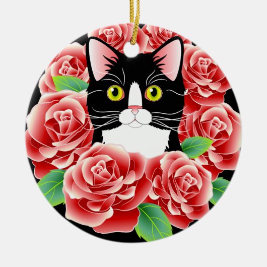 Runde Verzierung niedlichen Kitty Rose der Keramikornament (Vorne)