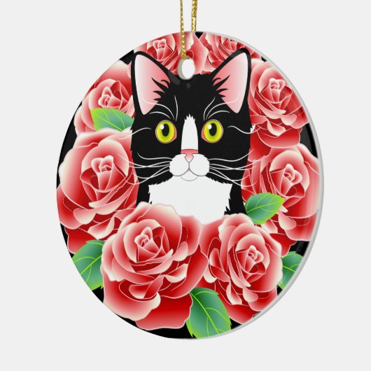 Runde Verzierung niedlichen Kitty Rose der Keramikornament (Links)