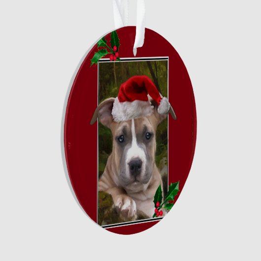 Runde Verzierung WeihnachtenPitbull Welpen Ornament (Vorderseite)