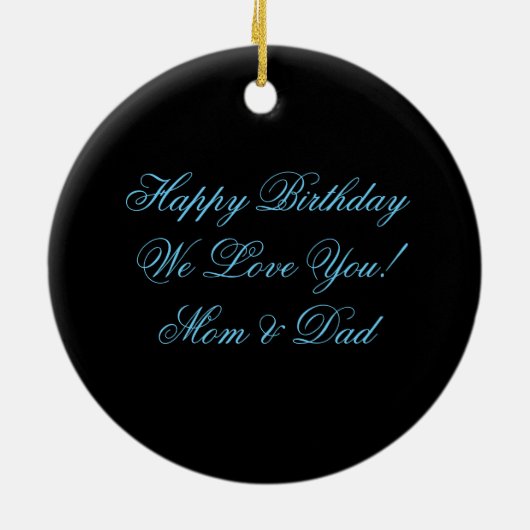 Runde Verzierunghellblauer schwarzer Zebra-Bonbon Keramikornament (Hinten)