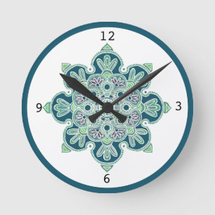 Runde Wall-Uhr mit grüner Medaille Wanduhr