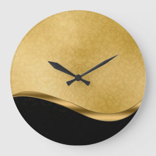 Runde Wand-Uhr für Schwarz und Gold Große Wanduhr