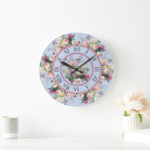 Runde Wanduhr - Blumendesign (Zuhause)