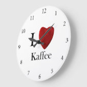 Runde Wanduhr Ich liebe Kaffee (Winkel)