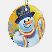 Runde Weihnachtsbaumdekoration Snowman & tinsel. Keramik Ornament (Links)