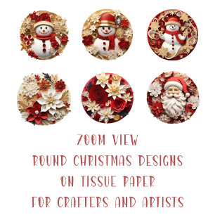 Runde Weihnachtsbild DIY Decoupage Ornament Craft Seidenpapier