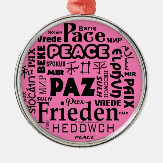 Runde Weihnachtsdekoration Friedensworte Ornament Aus Metall (Vorne)