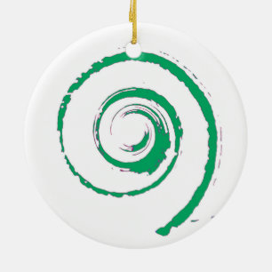 Runde Weihnachtsdekoration mit grünem Twirl Keramikornament