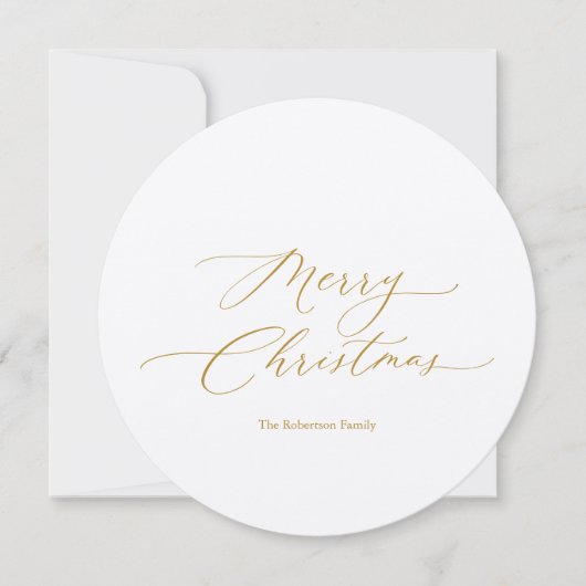 Runde Weihnachtskarte mit Gold-Script Einladung (Vorderseite)