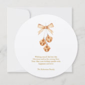 Runde Weihnachtskarte mit Gold Script und Glocken Einladung (Rückseite)